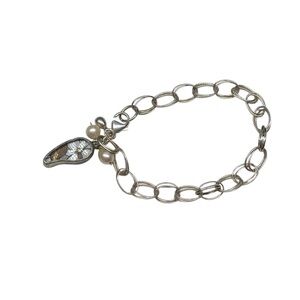 Royal Dogwood Pearl Charm Silver Bracelet